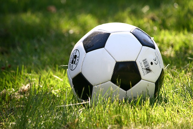 En fotboll ligger i gräset